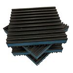 HEAVY DUTY ANTI VIBRATION ISOLATION PADS 4" X 4" X 7/8" RIBBED RUBBER WITH BLUE COMPOSITE FOAM CENTER, QUANTITY 4