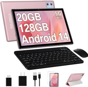 DEERTiME Android 14 Tablet 10.1 Inch Tablets, 20GB RAM 128GB ROM 1TB Expand Octa-Core Tablet 2024 Newest with Keyboard Mouse, 1280x800 IPS HD Touchscreen, Bluetooth GPS WI-FI (Rose Gold/Pink)