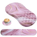 Ergonomic Mouse Pad with Wrist Rest and Keyboard Wrist Rest, Memory Foam Wrist Rest for Computer Keyboard, Easy Typing, Pain Relief, Massage Mousepad Wrist Support for Gaming Office Home, Pink Marble