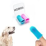 2 Pcs Dog Finger Toothbrush 360°Silicone Pet Finger Toothbrush for Dogs Cats，Dogs Teeth Plaque Dog Dental Care with Storage Case,Easy Dog Teeth Cleaning (Pink Blue)