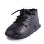 ohsofy Infant Baby Boy Oxford Shoes PU Leather Loafers Rubber and Soft Sole Wedding Dress Shoes Toddler Girl Baby Walking Shoes, A_black, 18-24 Months Toddler