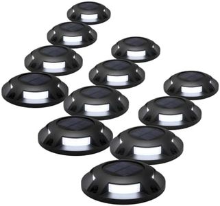 Home Zone 12 Packs Outdoor Solar Deck Light, Black, 120 Lumens Total, Waterproof, Dusk to Dawn, Aluminum Plastic Case for Decor Fence Step Pathway Backyard Garden
