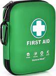 General Medi First Aid Kit - 170 Pieces Hard Case and Lightweight - Includes Instant Cold Pack,Emergency Blanket for Travel, Home, Office, Vehicle, Camping, Workplace & Outdoor (Green)