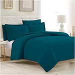 Trance Home Linen Zippered 100% Cotton 400 TC Plain Queen Size Duvet Cover Quilt Cover Blanket Cover Razai Comforter Cover with 2 Pillow Covers (92 x 102 inch - Teal)