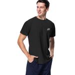 MeetHoo Mens Up2st Rash Guard Shirt, Black, M UK