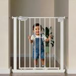 Cherilo Baby Safety Gate for Kids & Pets | Adjustable Dog Gate Barrier for Home (Fits 75–84 cm) | Pressure Mounted Child Gate for Toddlers & Dogs | Auto Close, No Drill Installation | White