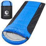 3-Season XL Sleeping Bag, Extra Large – Lightweight, Comfortable, Water Resistant, Backpacking Sleeping Bag for Big and Tall Adults – Ideal for Hiking, Camping & Outdoor Adventures – Blue/Black