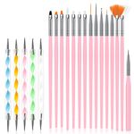 URAQT Nail Art Brushes Set, 15pcs Acrylic Nail Brush Painting Pen and 5pcs Nail Dotting Tools, Nail Pen Designer Nail Art Painting Kit for Diy & Professional Use