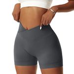 Vertvie Seamless Workout Shorts for Women V High Waist Gym Biker Shorts Tummy Control Booty Yoga Running Butt Lift Cycling Shorts Grey S