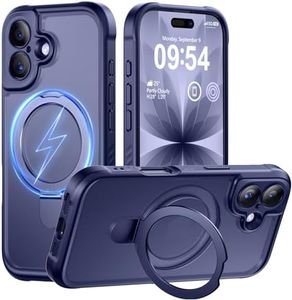 MOCCA Design for iPhone 17 Case, Compatible with Magsafe [Premium Invisible Magnetic Ring Stand] [Military Drop Protection] Full Camera Guard Translucent Matte Slim Phone Cover 6.3",Deep Blue