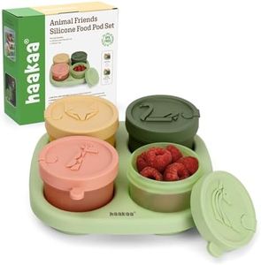 Haakaa Silicone Baby Food Containers, 4oz/120ml Baby Food Jars with Leakproof Lids and Tray, Freezer-Safe Food Storage for Purees & Snacks, 4 Pack,Spring Green Tray