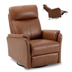 COLAMY Leather Swivel Rocker Recliner, Glider Recliners Chair for Living Room,Nursery,Bedroom Rocking Reclining with High Back,Wide Seat,Cocoa