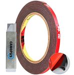 CANOPUS Double Sided Tape Strong, 5mm x 3m, VHB Waterproof Heavy Duty, Ideal for LED Strip Lights, Automotive, Home, Office Decor