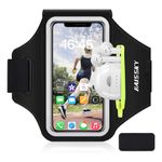 Running Armband Phone Holder with Zipper Earphone Pocket Compatible with iPhone 15 14 13 12 Pro Max/Xr/Xs Max/X/8/7 Plus,Galaxy S23/S22/ Plus Sport Arm Band Case for Gym,hiking,biking up to 6.9"