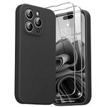 GOODVISH 3 in 1 Designed for iPhone 14 Pro Silicone Case 2022, with 2 Pack Screen Protector, Full Cover [Enhanced Camera Protection] 6.1" Soft 14pro Case[Anti-Scratch Microfiber Lining], Black