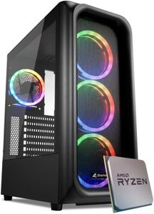 EMCA4 Computer Gaming PC Assemblato Fisso Ryzen 5 4500 - RTX 3050 8GB - M.2 512GB nvme - Ram 16GB DDR4 3200Mhz - ARGB - Windows 11