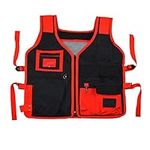 Tool Vest Electrician Tool Vest for Carpenters Universal Storage Outdoor Vest for Women Men, Red Black