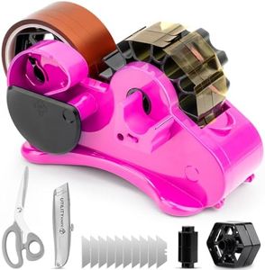 THINKLEARN Pink Heat Tape Dispenser Sublimation - Heat Transfer Tape Dispenser with Cutting Set, 1 '' & 3'' Core, Multi-Roll Cut Tape Dispenser for Crafting, PreCut 1.4'' Pieces