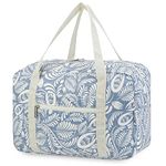 for Ryanair Airlines Cabin Bag 40x20x25 Underseat Foldable Travel Duffel Bag Holdall Tote Carry on Hand Luggage Overnight for Women and Men 20L (Blue Leaf)