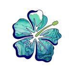 MAKTEM Hibiscus Tropical Flower Stickers Decal for Car, Large Hawaiian Flower Holographic Vinyl Sticker for Trunk, Window, Bumper, Side, (Blue)