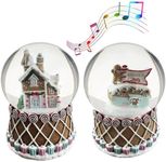 Aobaks S/2 Christmas Snow Globe, 100mm Water Globe, Musical Santa Claus and Snowman Snow Globe, Snow Globes，Santa Snow Globe，Christmas Snow Globes