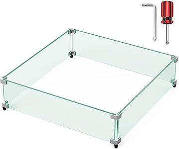 NUPICK Fire Pit Wind Guard, 25 inch Wind Guard for 30/31/32 inch Square Fire Pit Table, Clear Tempered Glass 5/16inch Thick