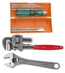 SNE Multi-Purpose 8 inch Wrench & Screwdriver Set, Handle pipe Wrench