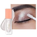 Oulac Liquid Glitter Eyeshadow - Metallic Icy White Eyeshadow Shimmer Eyeshadow with Fine Sparkle & Glow, Blendable Sparkly Eyeshadow Eye Make-up, Crease Resistant, Vegan, 5.4g, Frosted Ice (27)