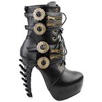 SHOW STORY Black Punk Design High Heels Zipper Women's High-top Bone High Heel Platform Ankle Boots,LF80651BK38,5UK,Black