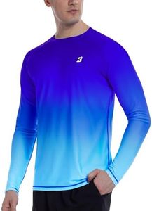 Roadbox Men's UPF 50+ Swim Rash Guard, Long Sleeve UV Sun Protection SPF Shirts, Quick Dry Lightweight Water T-Shirt for Diving Beach Surfing Fishing (Royal Blue Gradient,2XL)
