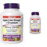 Webber Naturals Apple Cider Vinegar with Chromium, 120 Capsules, Fermented Naturally with The Mother, Digestive Support, Sugar Free, Vegan & Digestive Enzymes, 90 Tablets, Digestive Support, Vegan