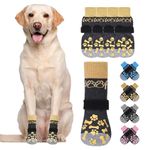 KOOLTAIL Anti-Slip Dog Socks, 2 Pairs Double Sides Dog Shoes Dog Socks with Grippers Traction Control for Hardwood Floor, Prevent Licking Paw Protector for Senior Small Medium Large Dogs Khaki M