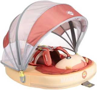 Mambobaby Float Non-Inflatable Baby Float with Canopy, Five-Point Safety System, 3D Canopy(Detachable) UPF 50+, Baby Pool Floats for 3-24 Months, Dual-Mode Toddler Swim Floaties