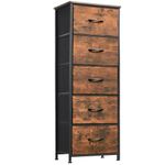 Somdot Tall Dresser for Bedroom, 5 Drawer Storage Organizer Chest of Drawers with Removable Fabric Bins for Living Room Closet Bedside Nursery Laundry Entryway Hallway, Wood Grain Print