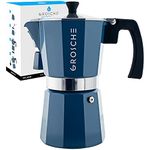 GROSCHE Milano Stovetop Espresso Maker Moka Pot 9 Espresso Cup, 15.2 oz, Blue. Expresso Coffee Maker Stove top Coffee Maker Moka Italian Espresso greca Coffee Maker Brewer Percolator