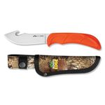 OUTDOOR EDGE WildSkin - 4.0" Fixed Blade Gut-Hook Skinning Knife for Big Game Hunting with Camo Nylon Belt Sheath