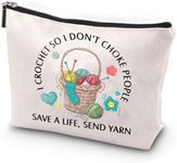 Crochet Lover Gift Knitter Lover Makeup Bag I Crochet So I Don't Choke People Save A Life Send Yarn Knitting Gift Crochet Hook Case Bag (Yarn-AU)