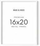 HAUS AND HUES 16x20 White Frame - 16 By 20 Picture Frame 16x20 Poster Frame White Frames, 16x20 Frame White 16x20 Inch Frame, White Photo Frame White Frame 16x20 (White Aluminum Frame)