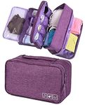 Seagull flight of fashion Polyester 3 Layer Lingerie Organizer Bag, Travel Pouch For Storage Of Bra, Underwear, Innerwear, Cosmetics, Toiletry For Women - 28 X 15 X 13 Cm - Purple