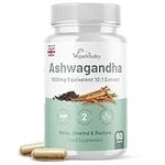 Ashwagandha High Strength - Cortisol Reducing Supplement - Vegan Vitality's Ashwagandha Capsules 1000mg with Black Pepper to Reduce Stress Hormones and Fatigue