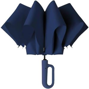 TEKCOOL UV Umbrella with Novelty Carabiner Handle, Travel Umbrellas for Rain and Sun Windproof Compact, Automatic Open Close, 8 Ribs, Portable Umbrella for Men and Women(Navyblue)