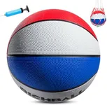 INPODAK Size 5 Basketball for Kids, Outdoor Basketball with Pump and Mesh Bag, Indoor Sport Ball Ideal Gift for Girls Boys Youth - 27.5 Inch, Red and Blue