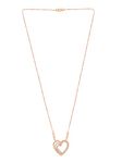 ZAVERI PEARLS Rose Gold Cubic Zirconia Contemporary Heart Chain For Women-ZPFK10716