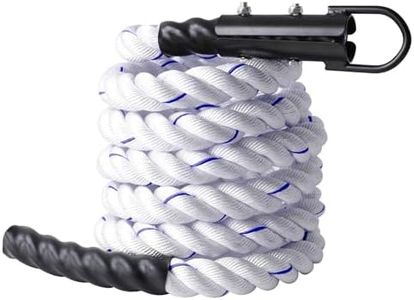 Glitenniy Climbing Rope White with Blue 13.2ft Gym Climbing Rope for Fitness & Strength Training, Climbing Exercises & Home Workouts Climbing Rope for Adults Kids Outdoor or Home Indoor