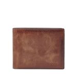 Fossil Leather Men Bi-Fold Wallet With Flip Id, Brown