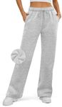 ATHMILE Women’s Fleece Lined Sweatpants Baggy Workout Lounge Pants Drawstring Workout Casual Aesthtic Fall Clothes 2024 Grey