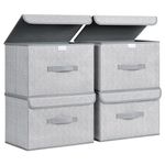 DIMJ Foldable Storage Box, 4 Pack Stackable Storage Bin Storage Box Organizer Large Storage Box with Lids and Handles Closet Organizers and Storage for Bedroom,Clothes Books (Ant Grey)