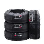 Car Spare Tire Covers 4 Pack 19-23” Waterproof Dust-proof Auto Wheel Protection Cover Spare Tires Storage Bags with Handle for Diameter 80CM/31in Black