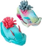 Furhaven 2-Pack Cat Toys w/ 2X Catnip Bags for Indoor Cats, Washable & Durable w/Refillable Catnip Pocket - Plush Sea Slug Cat Toy Set - Blue/Tie Dye, Set of 2