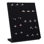 Rainbowie Velvet Ring Holder Jewelry Tray Jewelry Display Organizer Holder Pad Showcase Display Stand 50 Holes (Black-ring)